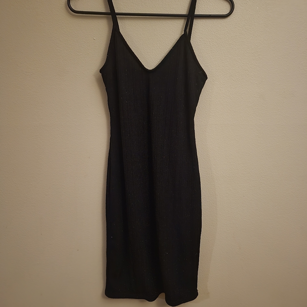 NWOT WOMENS FITTED MINI BLACK SPARKLY BODYCON DRESS - Small